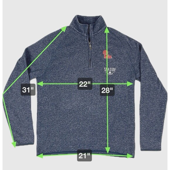 Womens Sweatshirt Gray Pullover1/4 Zip Seaside Oregon Ole Miss SZLG Lightweight - Picture 12 of 12